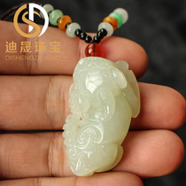 Xinjiang Hetian jade brave pendant male pendant womens white jade pendant necklace Jade Ridge Jade couple locket