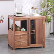 Walnut tea cabinet solid wood small tea car home living room Chinese Tea side cabinet mobile tea table kettle one set