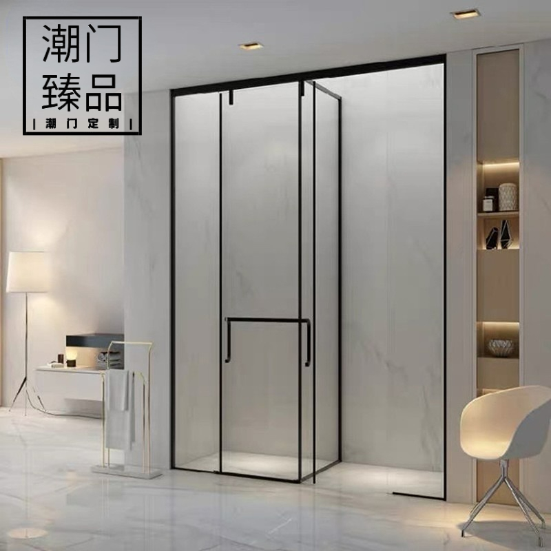 Red Shower Room Partition Overall Bathroom Glass Household Toilet Dry and wet Separation Push Door Bathroom Bathroom