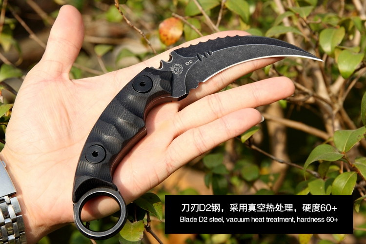 Trận chiến đặc biệt D2 Bàn chân thép Con dao quân sự Eagle Claw Blade Ngoài trời Sinh tồn ngoài trời Lực lượng đặc biệt Máy cầm tay cầm dao thẳng - Công cụ Knift / công cụ đa mục đích