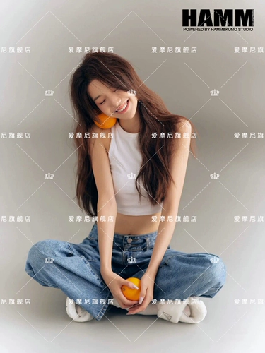 Модная джинсовая джинсовая фото фото тема одежда персонализированная корейская разное живопись газета в стиле Girl Art Photography Art Photo