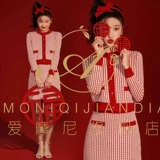 2025 Новогодняя тематическая одежда, фотостудия, китайский стиль, красный праздничный сладкий Cheongsam, персональная фотохудожественная фотография