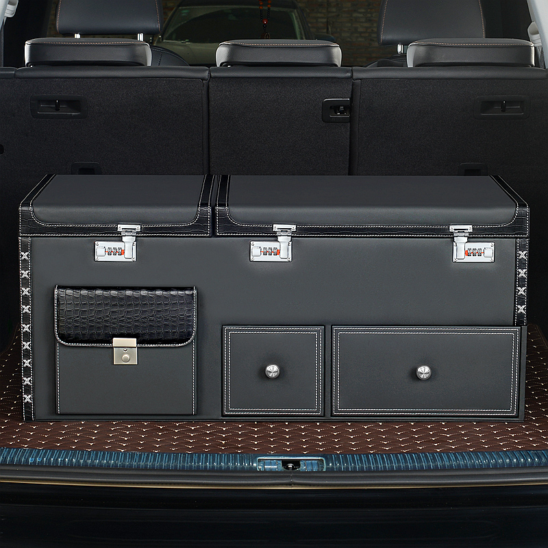 Suv Car Multifunctional Storage Box Car Trunk Organizer Storage Box Tail Box Password-Protected Miscellaneous Items