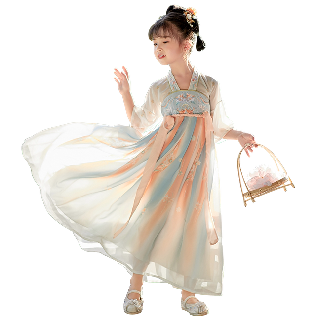 Girls' Dress Spring and Autumn 2025 New Children's Hanfu Little Girls' Fashionable Princess Dress Children's Dress Women's Autumn