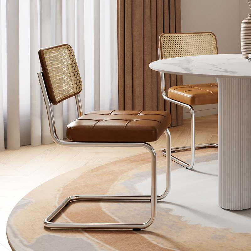 Rattan Dining Chair Nordic Backrest Home Designer Medieval Chair Mesh Red Coffee Hall Hotel Casual SILENT WIND CHAIR