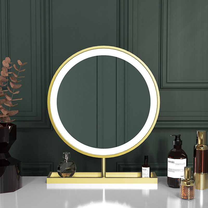 Original Makeup Mirror Modern Makeup Desk Brief Large Mirror Iron Art Desktop Home Bedroom Cosmetic Mirror With Lamp Contained