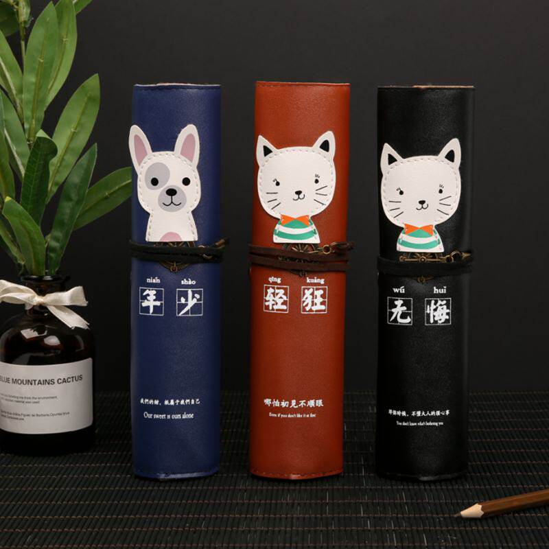 Nine-six-class cartoon male and female Korean version simple and versatile large capacity upgraded version pen curtain pure color curl pen bag junior high school student stationery bag elementary school student creative versatile children color pencil bag