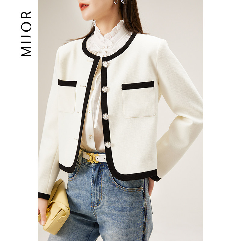 MIJOR (Hundred Looks Never Get Tired of Xiaoxiang) Proportioned Seconds Overhang Simple Black and White Short Jacket