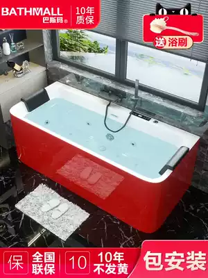 Basma adult household bathtub Acrylic surf massage thermostatic bubble bath Black faucet 1 2m-1 8m