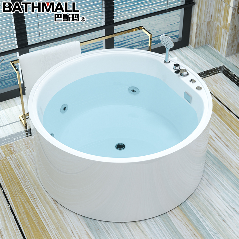 Basma Round Bath Independent Household Double Couple Surf Jacuzzi Bath with Constant Temperature