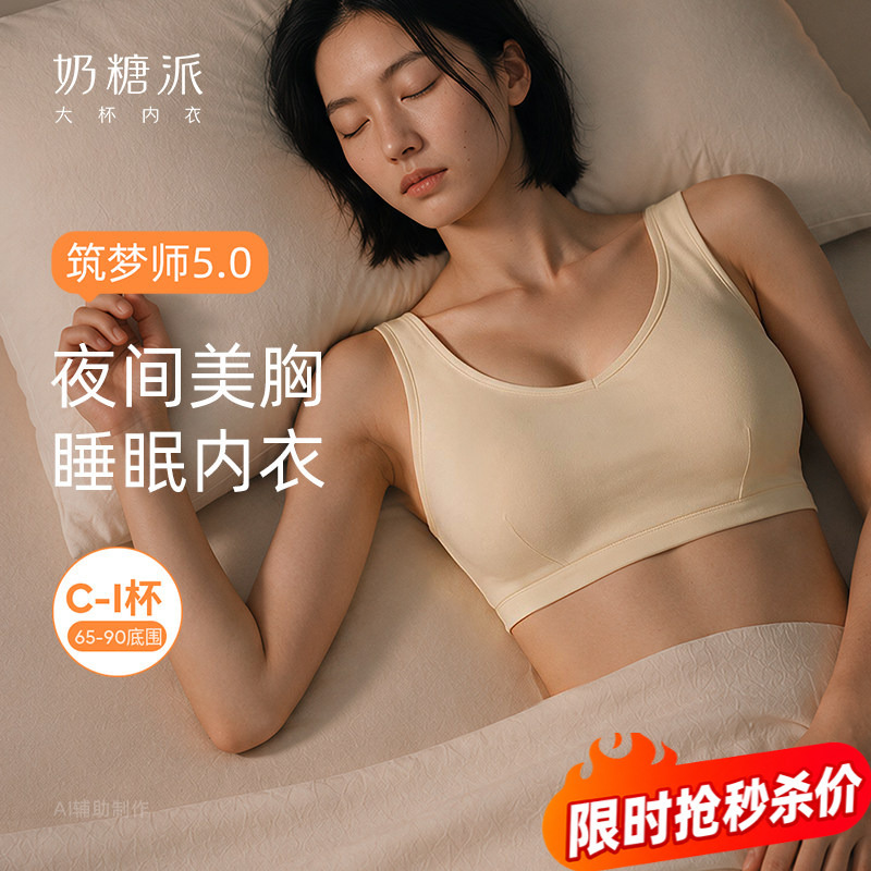 Milk Candy Dream Builder Sleep Bra for Large Busts, Anti-Sagging, Anti-Spreading, Thin Wireless Vest-Style Bra for Women
