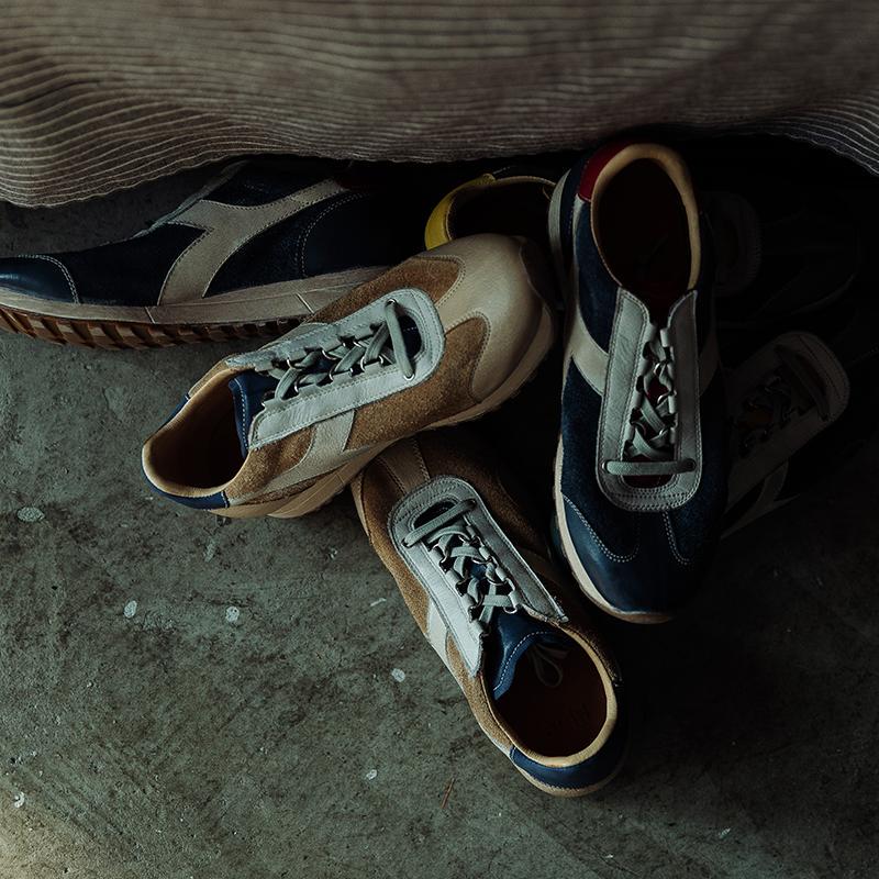 Zhou Ying Angora Red Color-Blocked Leather Mud-Dyed Vintage Sports Casual Jogging Men's Shoes, Handmade Distressed Old-Style Shoes