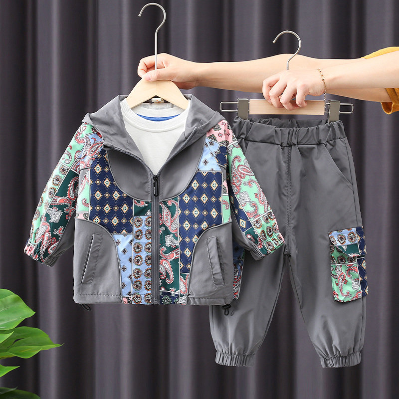 Boy suit Spring and autumn 2022 New Little Children handsome clothes Chaobou Baby Autumn fashion Fashion Foreign Pie two sets