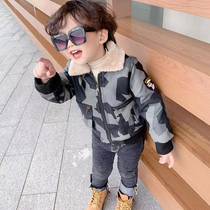 Boys autumn coat 2020 New Tide children autumn winter clothes plus velvet leather clothes Children Baby foreign style jacket