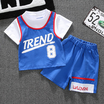 Boys summer sports suit 2020 new foreign style children summer short sleeve two-piece little boy summer ball suit