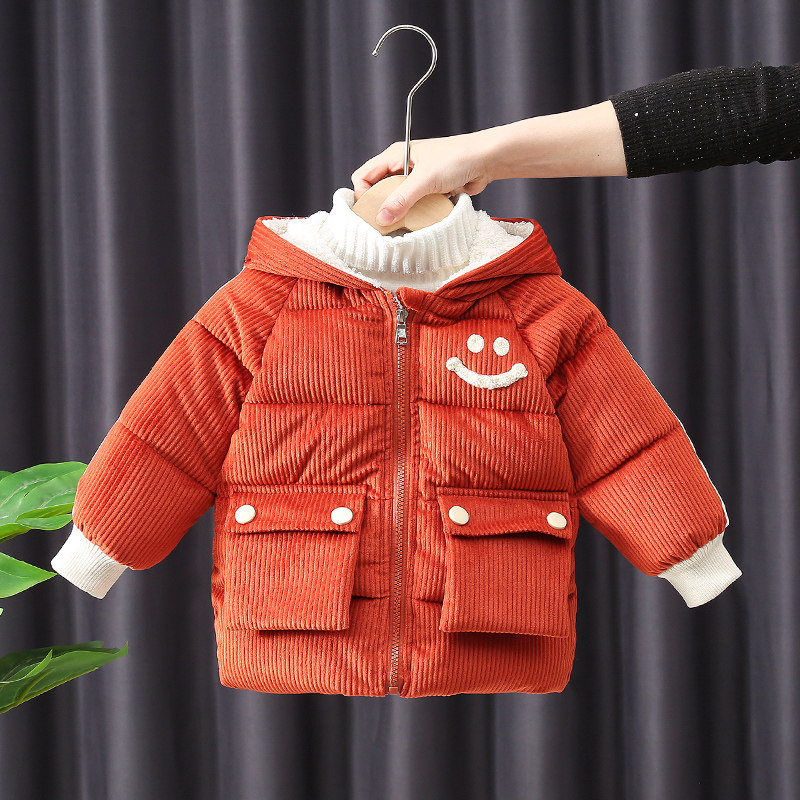 Boys' cotton clothes winter clothes 2022 new children's baby winter cotton clothes cotton jackets corduroy jacket plus velvet thickening