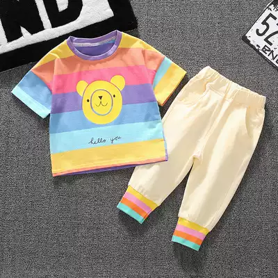 Children's summer clothing set 2020 new handsome boy summer fashion clothes children's little boy short-sleeved Western style two-piece set
