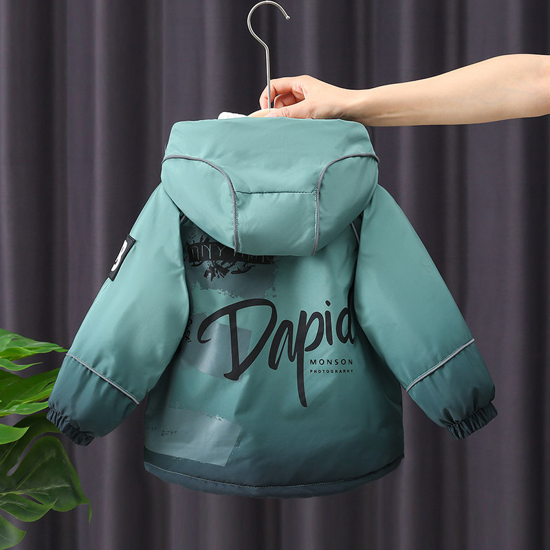 Boys coat in autumn and winter Park overcomes 2022 new children plus thickening cotton clothes baby's first winter cotton clothes