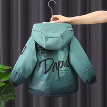 Boy jacket autumn and winter clothing to overcome 2022 new children plus suede thickened foreign air cotton clothes baby early winter cotton clothes