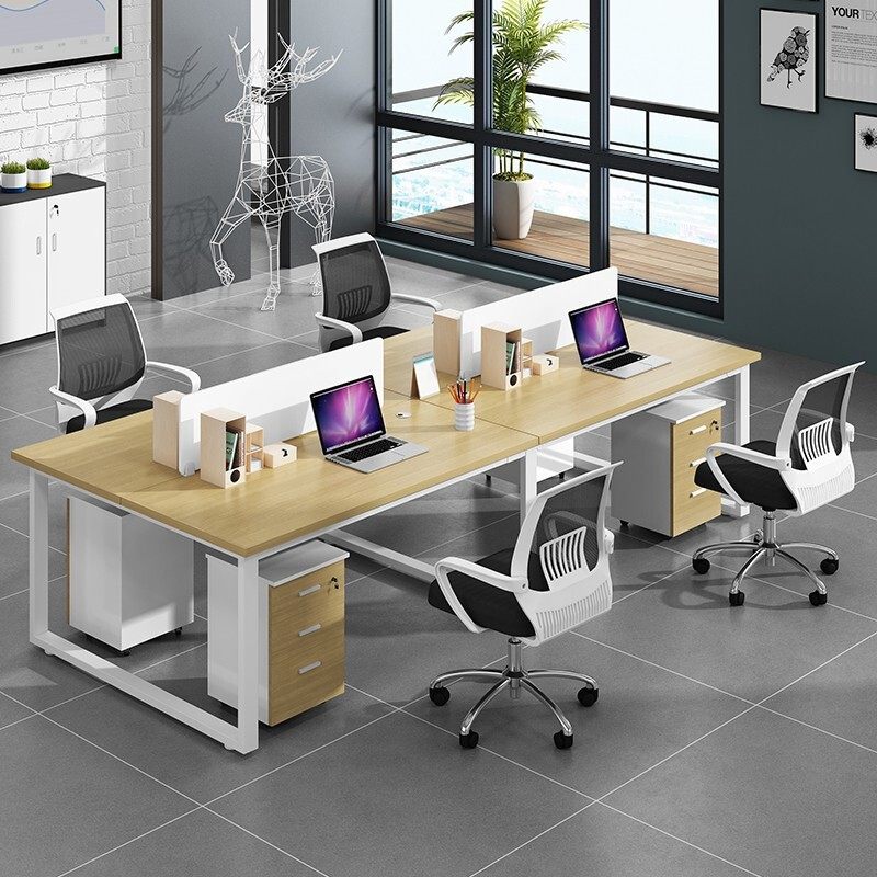 Chengdu Office Furniture Staff Office Furniture Office Table And Chairs Combination Brief Modern Four Persons Station Computer Desk Screen Holder