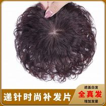 True hair hair hoop one head replacement piece to cover white hair wig female traceless issue amount fluffy short curly hair sheep