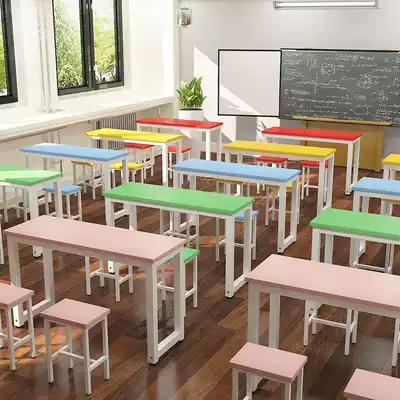 School Tutoring primary and middle school students desks and chairs long tables learning hand-painting art training single duo