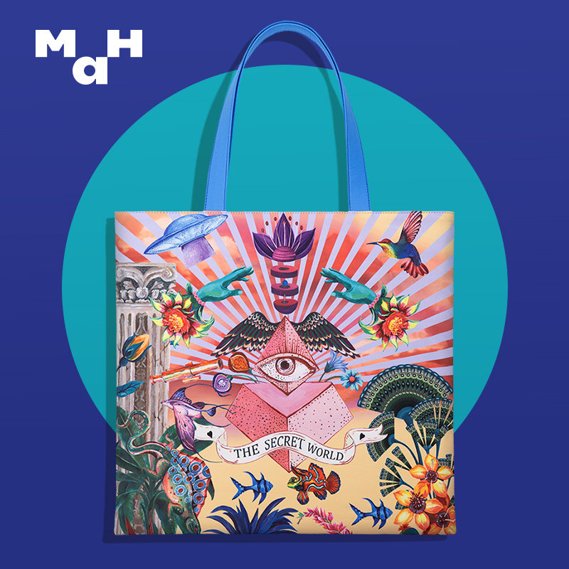 MAH Mystery World Tote Bag Women Large Capacity Examination Kits Original Illustrations Design Single Shoulder Bag Cartoon Pattern