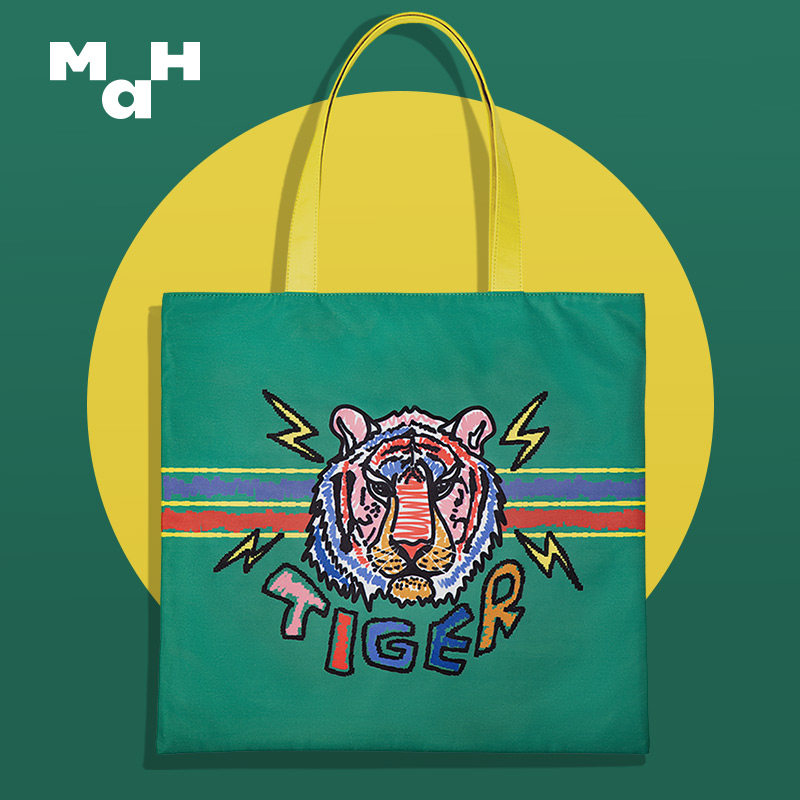 MAH fun print tote bag national tide tiger fashion bag ins student shoulder bag 2021 new product casual bag