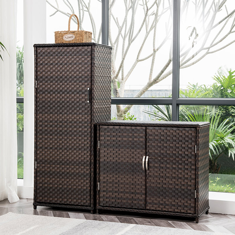 Building Dream Home Vine-Knitted Balcony Cabinet Shoes Cabinet Outdoor Patio Garden Waterproof Sunscreen Locker large capacity