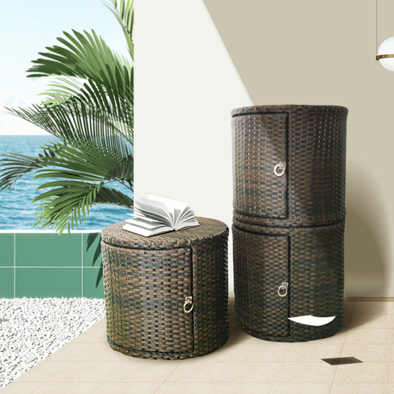 Building dream home Balcony Garden Vine-knitted waterproof sunscreen containing cabinet Home round containing cabinet Changing Shoes stools