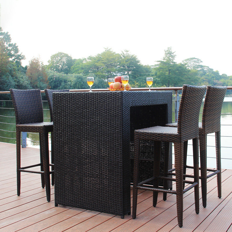 Zhumengrenjia rattan chair outdoor leisure bar high bar chair creative courtyard villa furniture rattan bar chair