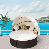Building dreams with canopy chairs outdoor outdoor courtyard terrace round bed rattan laying bed sofa coffee table combination customization