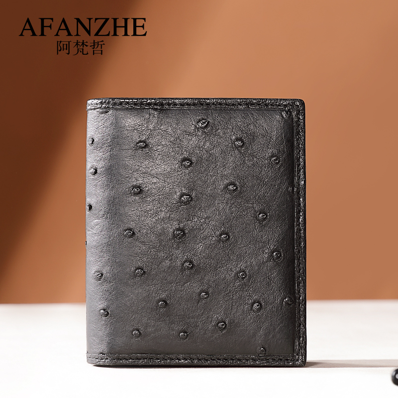 Assvan Philosophy Ostrich Skin Wallet Man Genuine Leather Business Large Capacity Money Clip Fashion Casual Harp Multi-Position Wallet Tide-Taobao