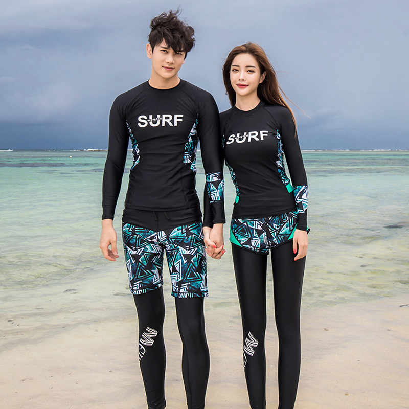 Charm Yier new diving suit couple swimsuit Resort Beach pullover slim mother suit surf sunscreen swimsuit