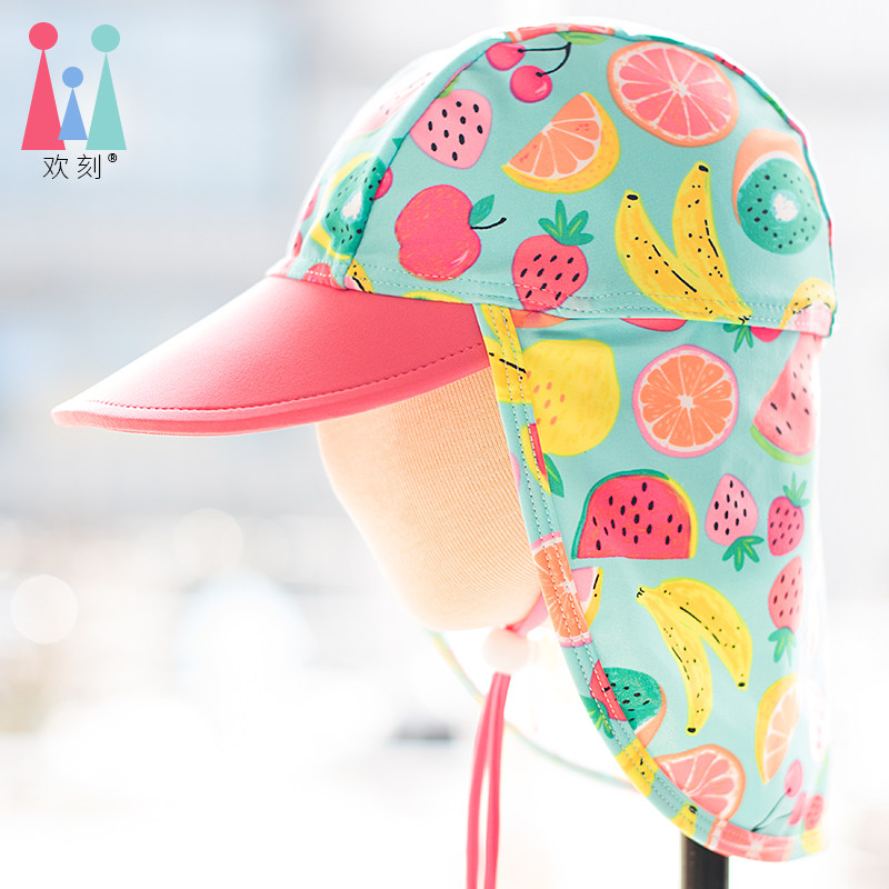 Baby summer sun hat girl beach neck protector swimming cap quick drying breathable sunscreen UV protection neck protector hat
