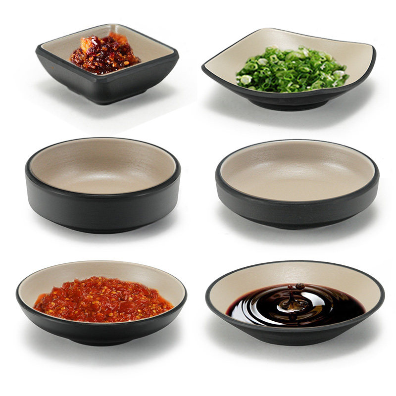 Top grid melamine flavor dish imitation porcelain plastic snack dish round seasoning sauce dish hot pot seasoning dipping oil dish commercial