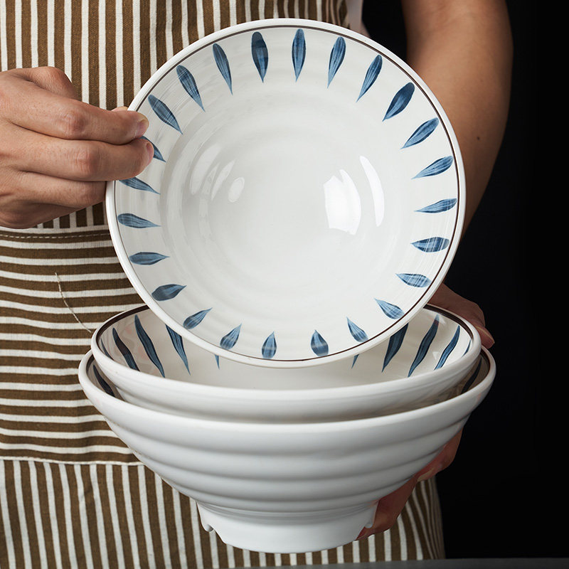 Top Lattice Resin Noodle Bowl Noodle Gallery Special Imitation Porcelain Tableware Dense Amine Soup Powder Bowl Plastic Porridge Bowl Beef Lanoodle Bowl Commercial