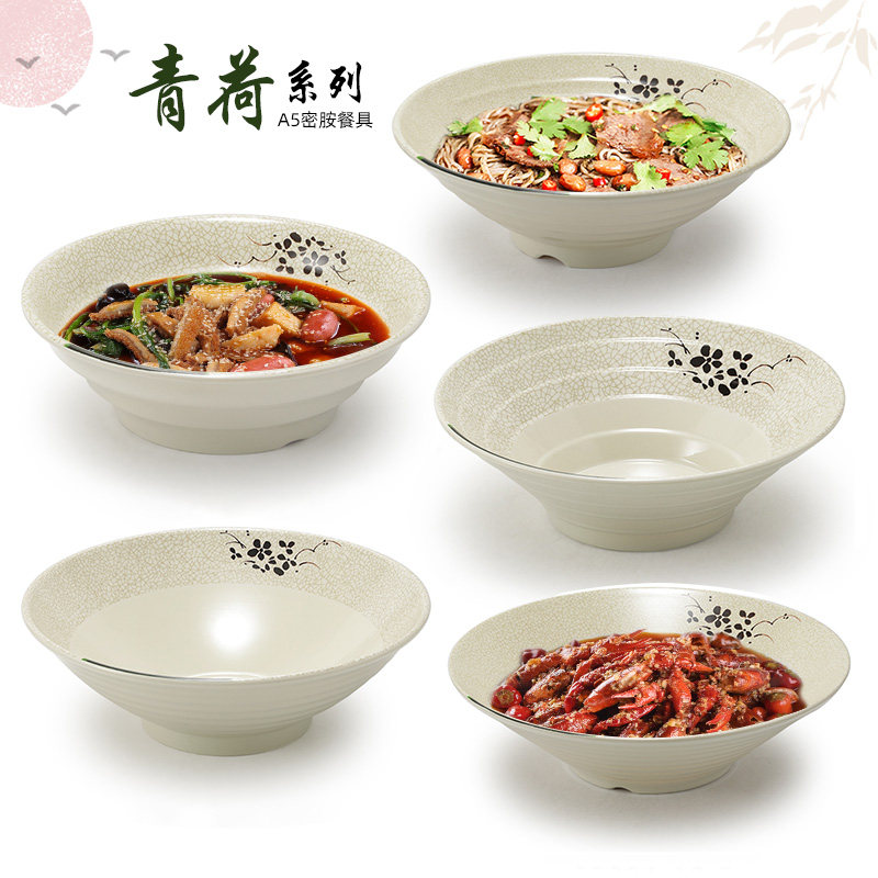 Top Gomethymine Large Bowl Cooking Bowl of Sour Vegetable Fish Large Bowl Hemp Hot Bowl Imitation Porcelain Cutlery Plastic Noodle Bowl business