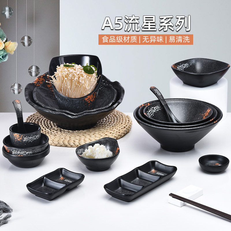 Top g A5 Flow Star Dense Amines Bowl Imitation Porcelain plastic Beef Broth Noodle Bowl Wonton Porridge Bowl Small Bowl Commercial Bowl 10
