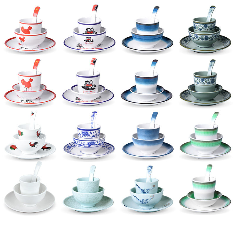 Type Glamide Bowl Dishes Placement 4 pieces suite of simulated porcelain dining room chain hot pot small bowl spoon dish set