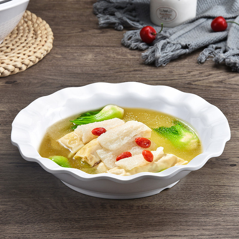 Top Gometamine Resin Big Soup Bowl Imitation Porcelain Hotel Cutlery Pickle Fish Bowl Plastic Hemp Hot Bowl Large Bowl Bull business