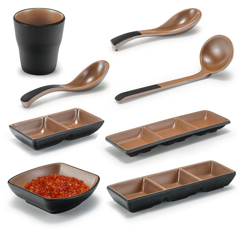 Top-Gomethylamine seasoning disc imitation porcelain plastic small saucer Saucer Dish Hot Pot 23 Saucer Dip oil disc 10