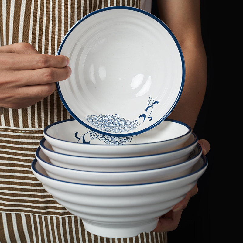 Top Gala Noodle Bowl Imitation Porcelain surface Bowl Dense Amine Bowl Cutlery Cutlery Large Bowl Soup Bowl of Commercial Bowl Plastic Noodle Exclusive Bowl 10