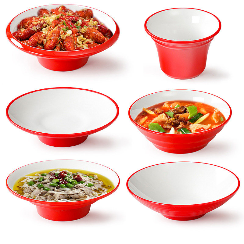 Top Gamiamine Soup Bowl with Blister Noodle Bowl Hotel Cutlery Business Creative Hemp Hot Bowl Large Bowl Imitation Porcelain Plastic Rice Noodle Soup