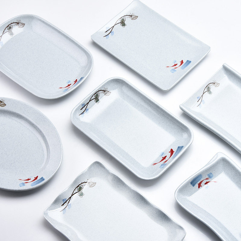 Top Lattice Melamine resin Barbecue Shop Plate RECTANGULAR PAN BOWEL POWDER TRAYS COMMERCIAL PLASTIC FISH PAN IMITATION PORCELAIN CUTLERY DISHES