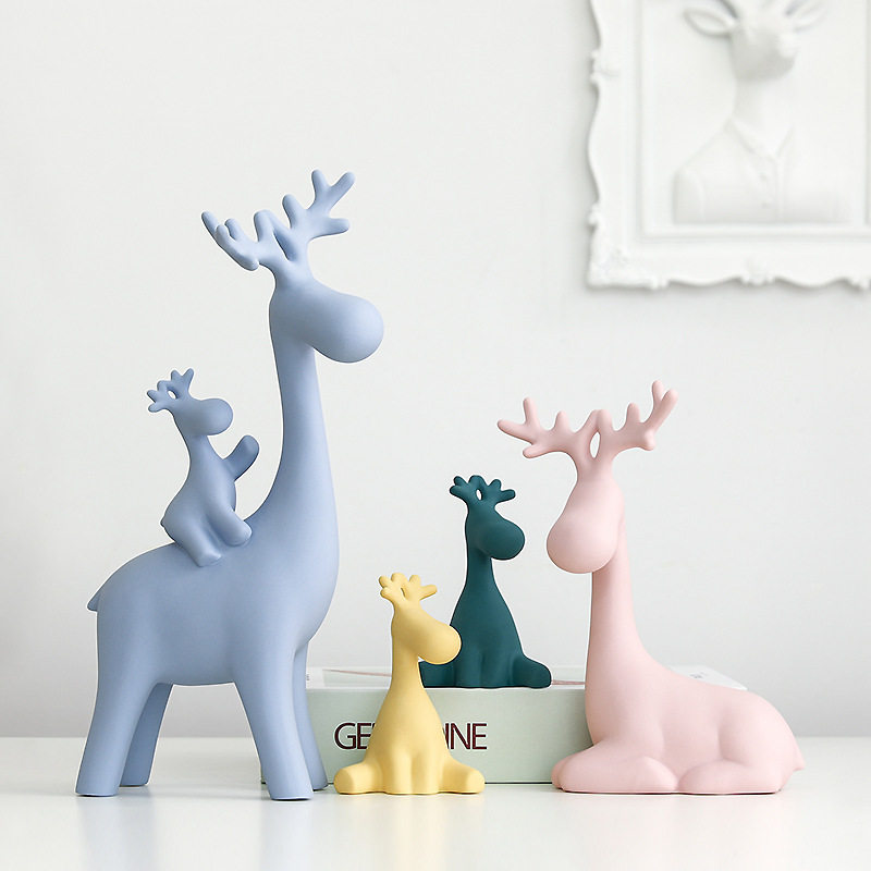 In Nordic Simple Elk Ceramic Desktop Swap Cabinet Cartoon Home Decorations Creative Gifts
