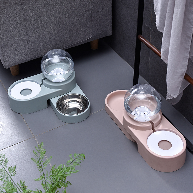 Pet Drinking Water pooch Cat Automatically Feeding Water Supplies Dog Bowls Dog Bowls Dog Food Rice Bowl and Anti-Overturning Double Bowl