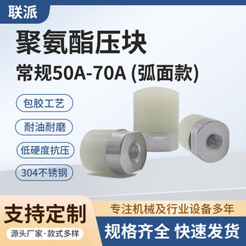 Low hardness polyurethane briquetting 50a-70a internal thread push head wear resistance oil-resistant slowing down 304 stainless steel arc surface