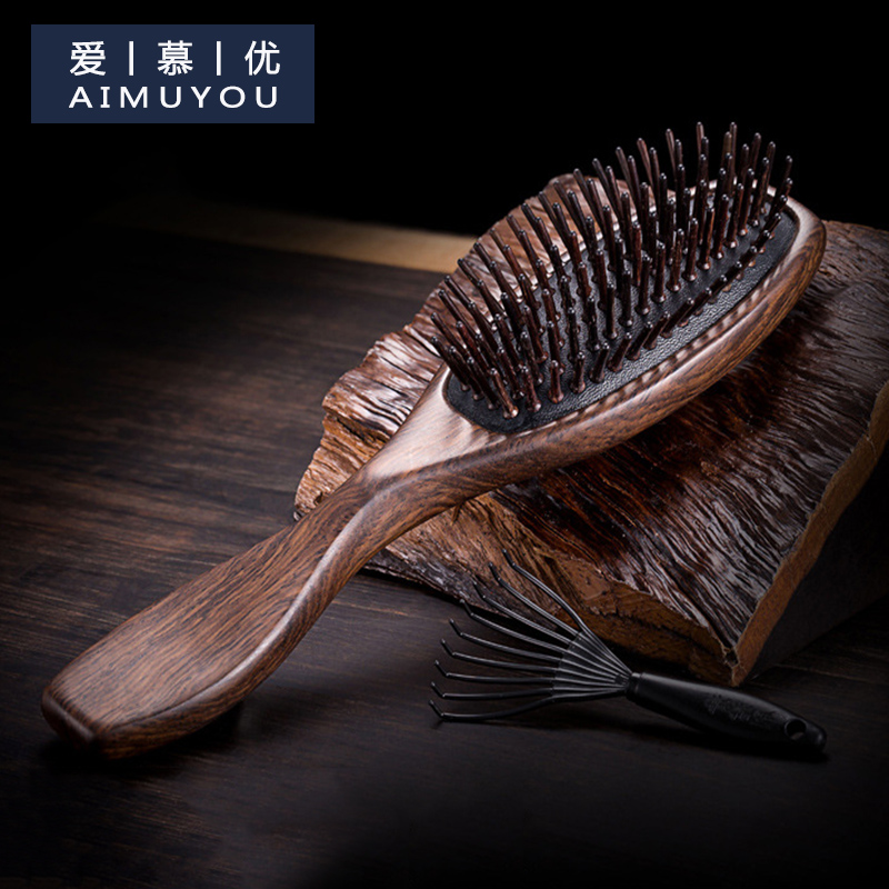 Sandalwood comb thick anti-static comb long hair special wood comb household gift green sandalwood comb