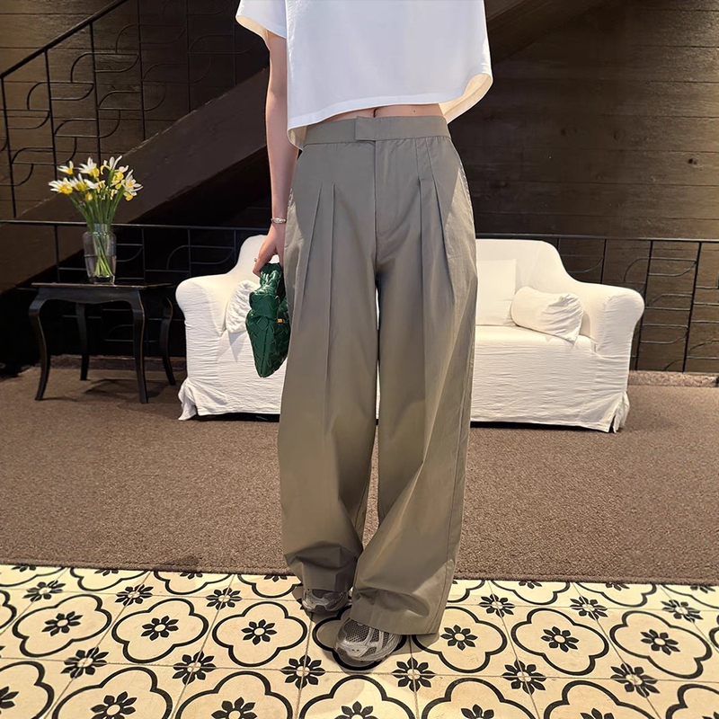 Cookiedaily Yuppie Suit Pants Summer New High-End High-Thread-Count Cotton Casual Straight-Leg Pants